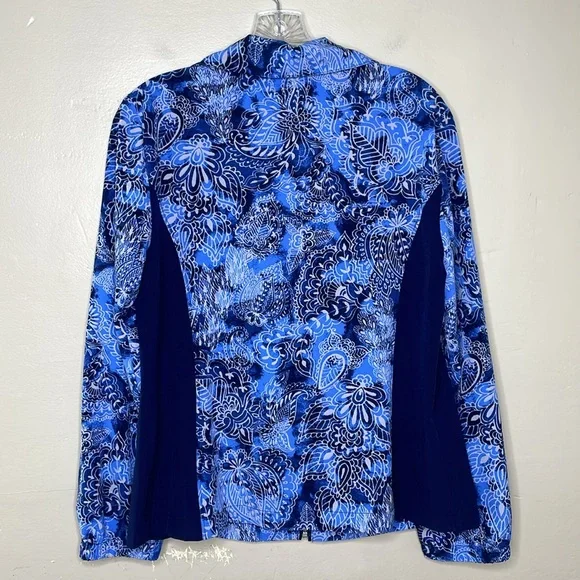 CHICO’S ZENERGY Jacket NEEMA Blue Paisley Zipper Front Lightweight NWT Size 8 - Picture 2 of 12